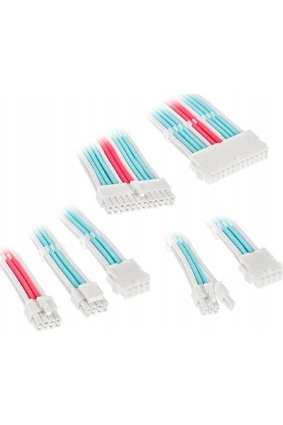 Kolink Kit de extensie cablu împletit Core Adept - Alb strălucitor/Albastru n...