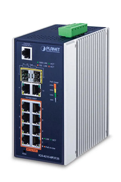 Planet Switch indus 8 Giga PoE + 2 Giga + 2SFP L2/L4 240W