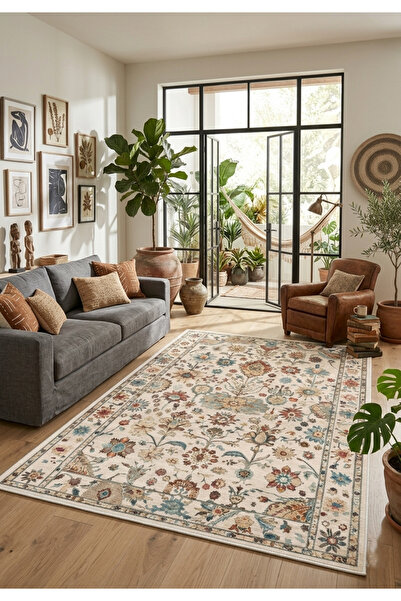 eco concept Mitos Serisi Dijital Baskı Halı Etnik Retro Desen Mutfak Halı Yık...