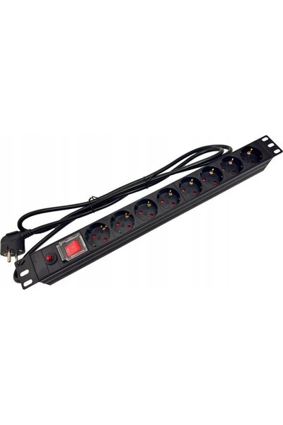 Alantec Power strip 19" 230V - 8 sockets (type F - CEE 7/3 schuko), with LED ...