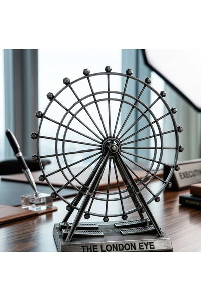 Kuzey Tacı London Eye Dekoratif Metal Antik Dönme Dolap Heykel Ofis ve Ev İçi...