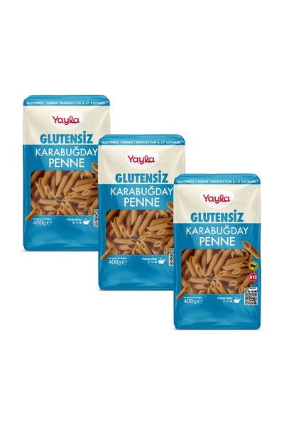 Yayla Glutensiz Karabuğday Penne Makarna 400 g x3