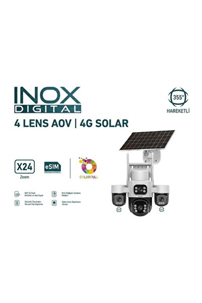 Dex İNOX X24 3 MOTORLU 4 KAMERALI ESİM 4G SOLAR KAMERA geliştirilmiş seri K.8273