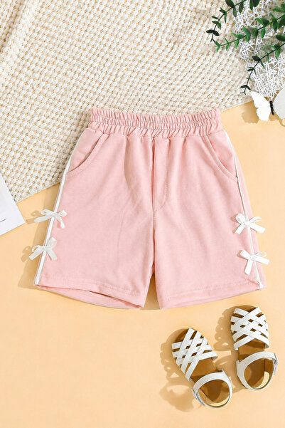 ESİLA KİDS Girls' Shorts Bow Patterned Summer Shorts
