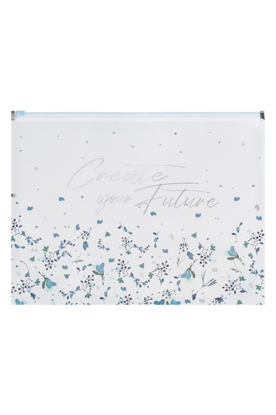 Zumzeria Dosar din plastic cu fermoar, model floral și mesaj 33x3x24cm