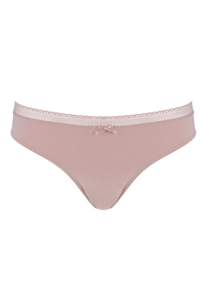 Zumzeria Nude Pink Microfiber Panties with Lace & Bow for Women