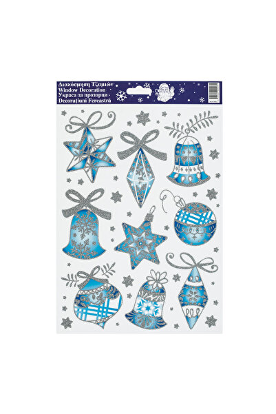 Zumzeria Christmas Decorative Stickers Bell Ornaments with Silver Glitter 20x...