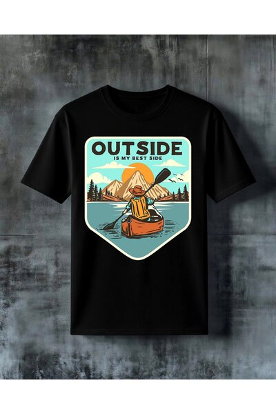 COMVİCHO Outside Best Side of Canoe Adventure Printed Oversize T-Shirt