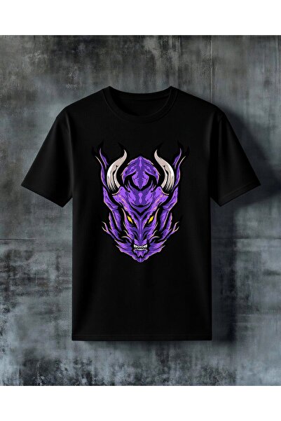 COMVİCHO Demon Lord Purple Monster Printed Oversize T-Shirt