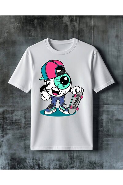 COMVİCHO Skateboard Character Printed Oversize T-Shirt