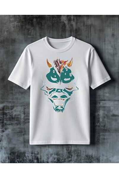 COMVİCHO Satanic Fire Printed Oversize T-Shirt
