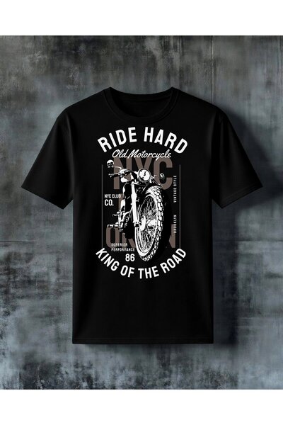 COMVİCHO Ride Hard Motorcycle Printed Oversize T-Shirt