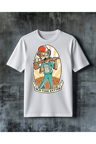COMVİCHO Old Time Batter Baseball Printed Oversize T-Shirt