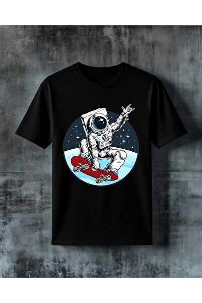 COMVİCHO Astronaut Skateboard 15 Printed Oversize T-Shirt