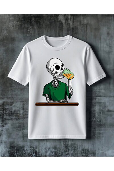 COMVİCHO Iskete Bira Icme Printed Oversize T-Shirt