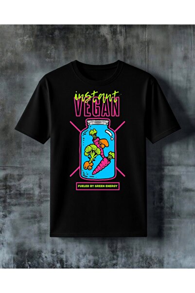 COMVİCHO تي شيرت فوري كبير الحجم مطبوع عليه Instant Vegan Yesel Energy