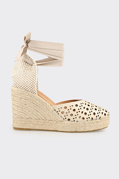 Elle Shoes Bej Kadın Dolgu Topuk Ayakkabı