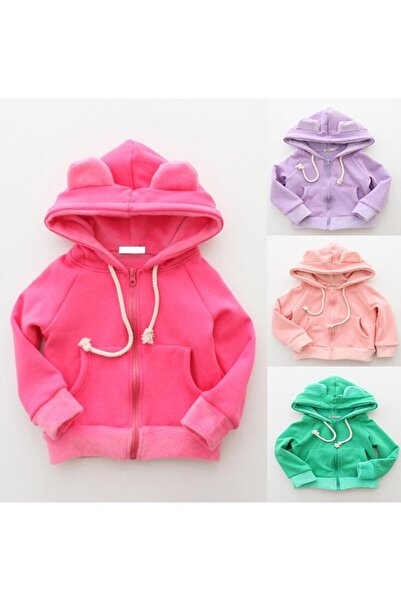 Yolka clothing Hanorac pentu fetite, din bumbac, cu gluga, roz