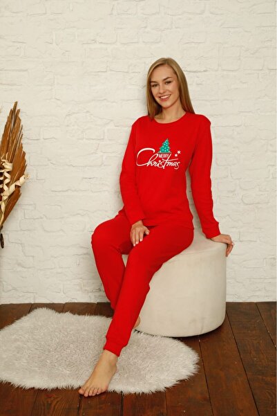 Intisimo Women's Christmas Pajamas, Red, Fir Tree, Cotton Interlok - XXL