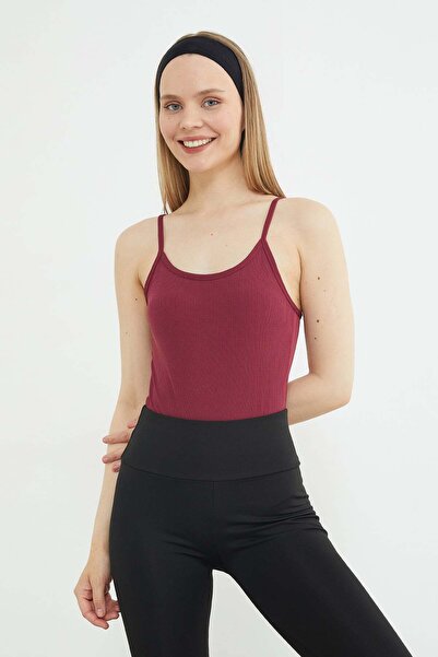 Fulla Moda Ribbed Rope Strap Covered Snap Fastener Bodysuit