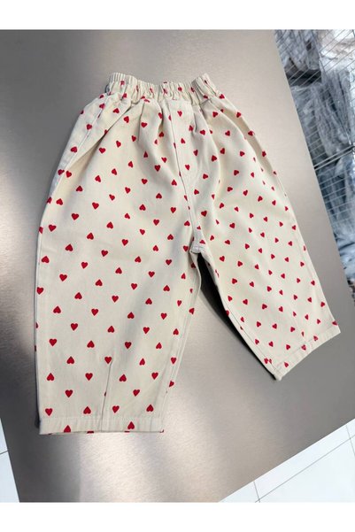 Teeny Weeny Kids Unisex Heart Patterned Balloon Jean Trousers