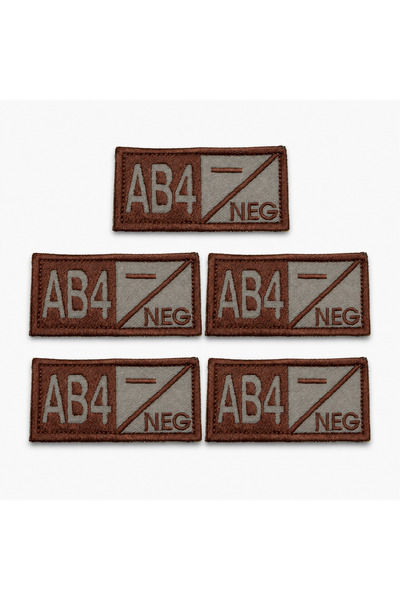 brodezcu Set of 5 embroidered patches blood type AB4 Negative, 7x3.5 cm, with...