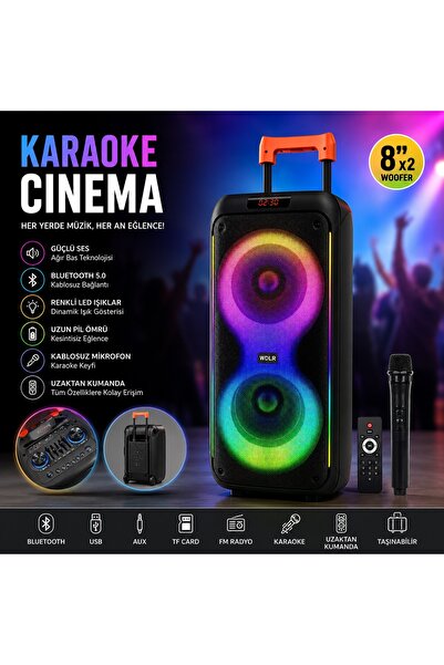 Tastech DR-8830 Bluetooth Speaker Kablosuz Mikrofonlu Taşınabilir Tekerlekli ...