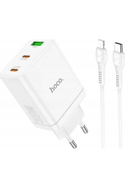 hoco. HOCO Încărcător de rețea 2 x Type C + USB A + cablu Type C la Lightning...
