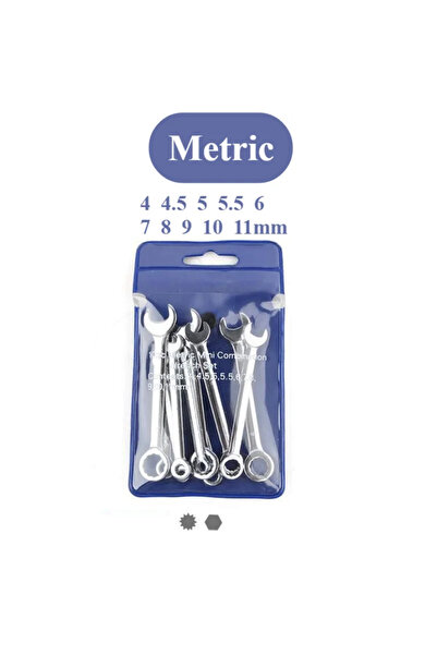 Choice1 Metric 10Pcs 45# Steel Mini Ratchet Wrench Set 4-11mm Metric & Imperi...