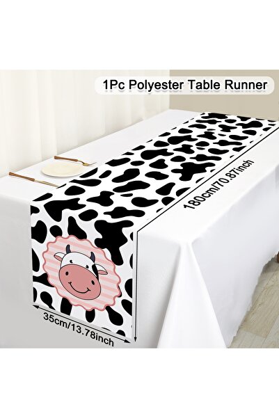 Choice Cow 180×35cm Cow Theme Tablecloth Disposable Polyester Table Runner Fa...