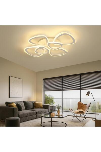 Elektroyou MS39005-6 Modern 3 Renk Ledli Mimari Tasarım Beyaz Plafonyer Lüks ...