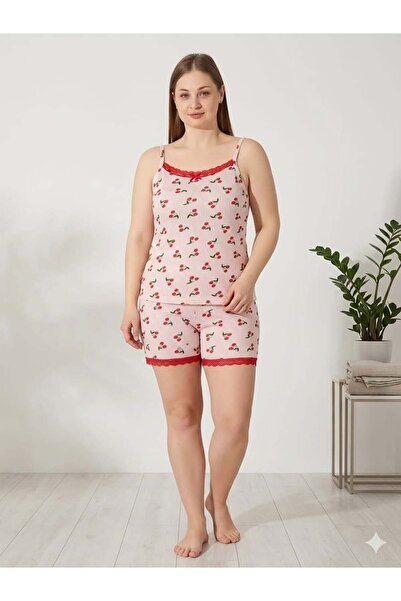Pemilo Women's 7246 Plus Size Suspender Shorts Set