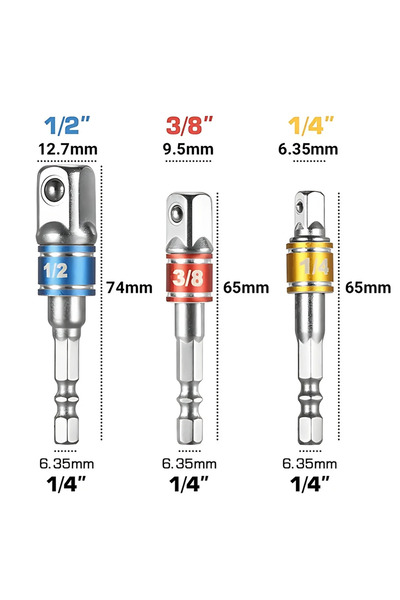 Choice1 3 PCS Colorful 3PCS Drill Socket Adapter Converter for Impact Driver ...