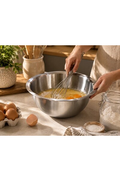 morponi Stainless Steel Silver Measuring Dough Kneading & Mixing Bowl 1400 ml