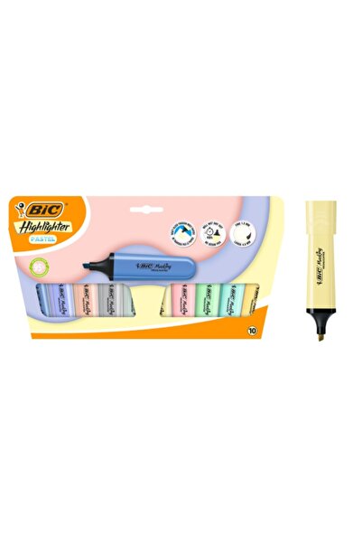 Bic Highlighter Flat Pastel Fosforlu Kalem Seti 10’lu