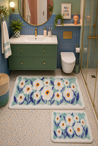 GECE HOME Digital Non-Slip Washable Double Bath Mat Bathroom Rug 40X60 + 60X1...
