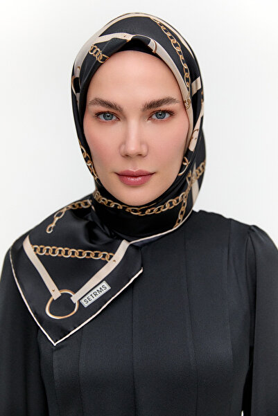 Setrms Zincir Desenli Twill İpek Eşarp