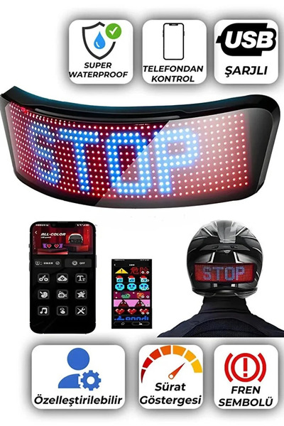 kozo-f Motosiklet Kask Arkası Led Panel İsim Tabela Kask Motorsiklet Aksesuar...