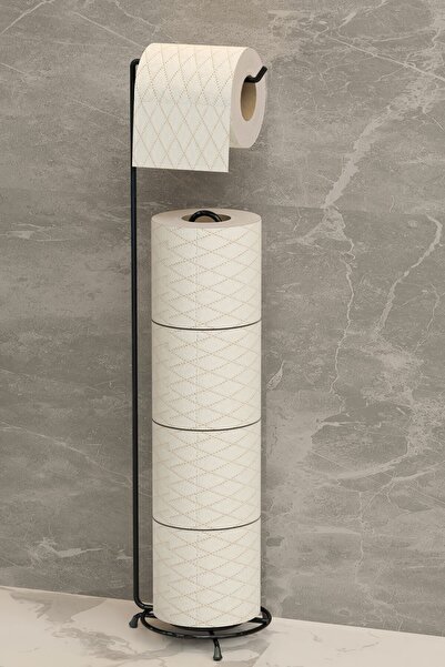 zabata Yedekli Tuvalet Kağıtlığı Banyo Düzenleyici Siyah Metal WC Kağıtlık St...