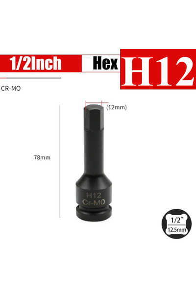 Choice16 H12 1/2inch Impact Hex Socket Electric Drill Socket Adapter Air Impa...