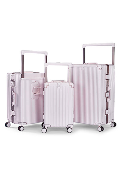 LİMRA Luxury 3-Piece Travel Luggage Set Made of Durable Pc Material with Doub...