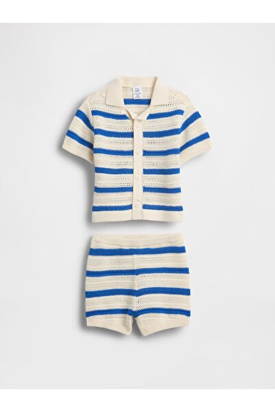 GAP Bebek Mavi Crochet Stripe Outfit Set