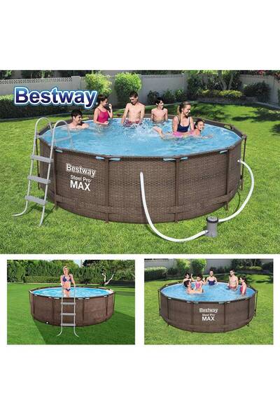 familystore Bestway - Brown Circular Pole Sail Pool with Filter and Ladder 36...