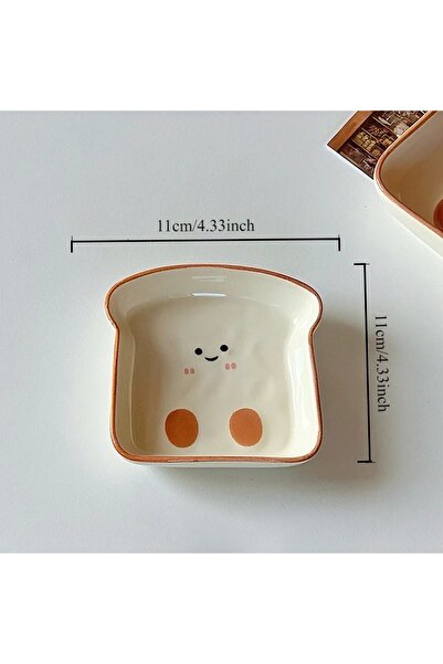 Choice1 S 4 inches 1 Cute Toast-Shaped Ceramic Plate Korean INS Cartoon Table...