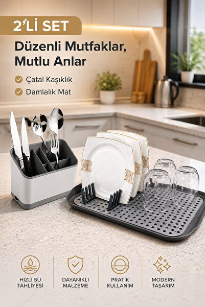 Stile Cucina 2’li Kurutmalık ve Kaşıklık Seti – Modern Mutfak Düzenleyici Bul...