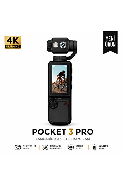 Aırstorr Pocket 3 Pro 4K Ultra HD Taşınabilir Akıllı El Kamerası Gimbal Stabi...