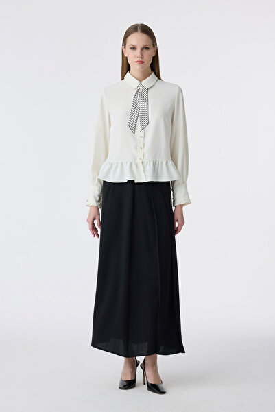 Zühre Scarf and Buttoned Flounce Ecru Shirt 0122