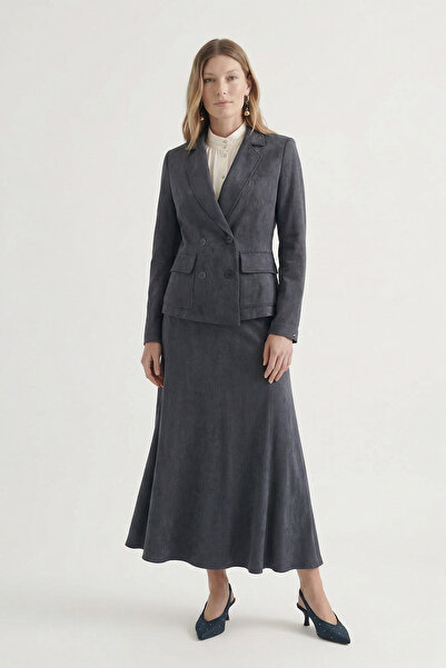 Zühre Double-Breasted Buttoned Textured Black Suit 1815