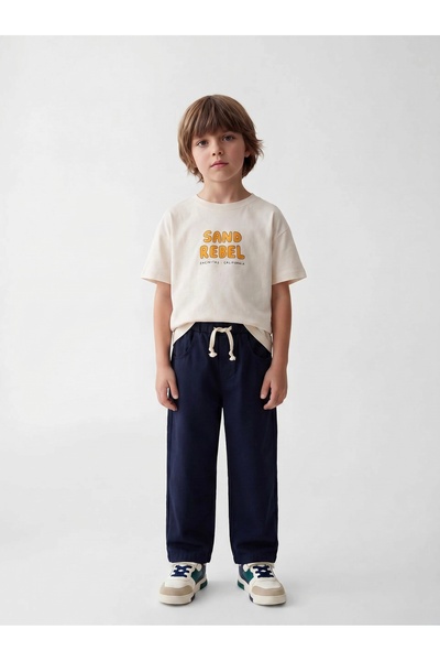 nivo baby Boy's Printed T-Shirt and Navy Blue Pants 2-Piece Set