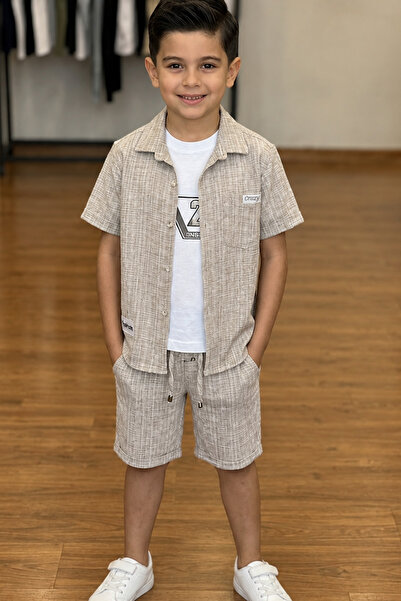 Trend Mix Kids 6-15 Years Old Boy's 3-Piece Set Shirt T-Shirt Shorts Combinat...